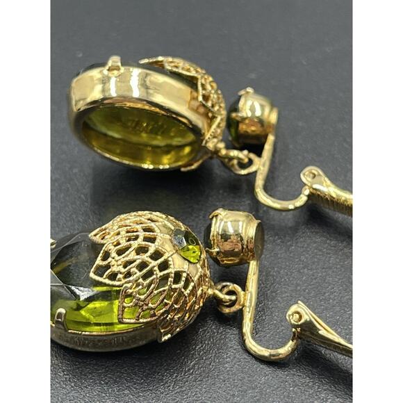 D&E Juliana Sarah Coventry Vintage Touch of Elegance Book Clip Earrings Green - Picture 8 of 16